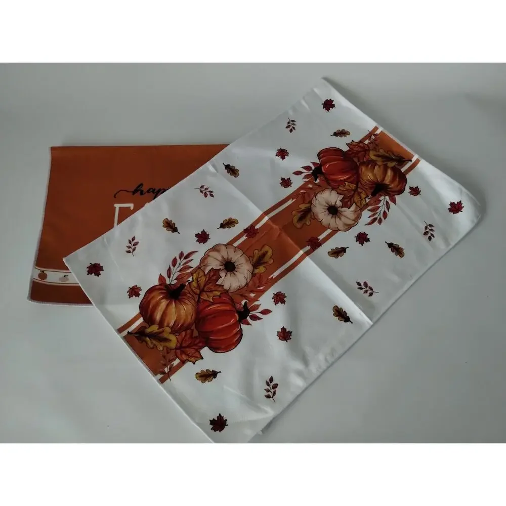 Set of 2 Kitchen Microfiber Hand Towels - Fall - Autumn - Pumpkins 24 x 16